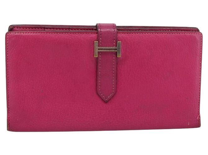 Hermès HERMES Bearn Soufflet Geldbörse aus Leder rosa authentisch BA15253 Pink - Ansicht 13