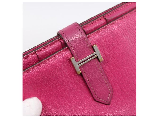 Hermès HERMES Bearn Soufflet Geldbörse aus Leder rosa authentisch BA15253 Pink - Ansicht 17