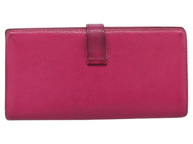 Hermès HERMES Bearn Soufflet Geldbörse aus Leder rosa authentisch BA15253 Pink - Ansicht 2