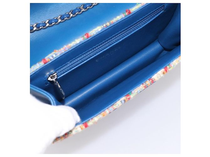 Borsa a tracolla con catena CHANEL Tweed Multicolor Silver CC Auth 196363SM Argento Multicolore - vista 10