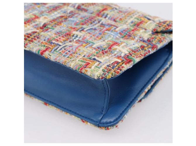 Borsa a tracolla con catena CHANEL Tweed Multicolor Silver CC Auth 196363SM Argento Multicolore - vista 16