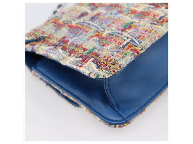 Borsa a tracolla con catena CHANEL Tweed Multicolor Silver CC Auth 196363SM Argento Multicolore - vista 17