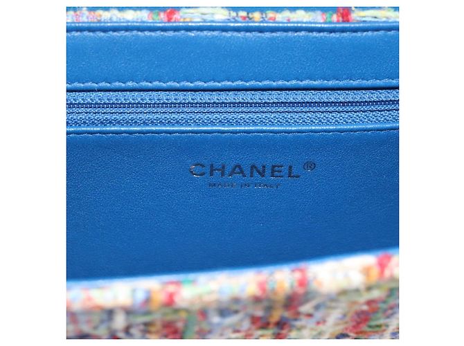 Borsa a tracolla con catena CHANEL Tweed Multicolor Silver CC Auth 196363SM Argento Multicolore - vista 19