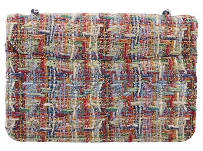 Borsa a tracolla con catena CHANEL Tweed Multicolor Silver CC Auth 196363SM Argento Multicolore - vista 2