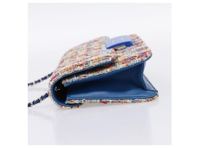 Borsa a tracolla con catena CHANEL Tweed Multicolor Silver CC Auth 196363SM Argento Multicolore - vista 3