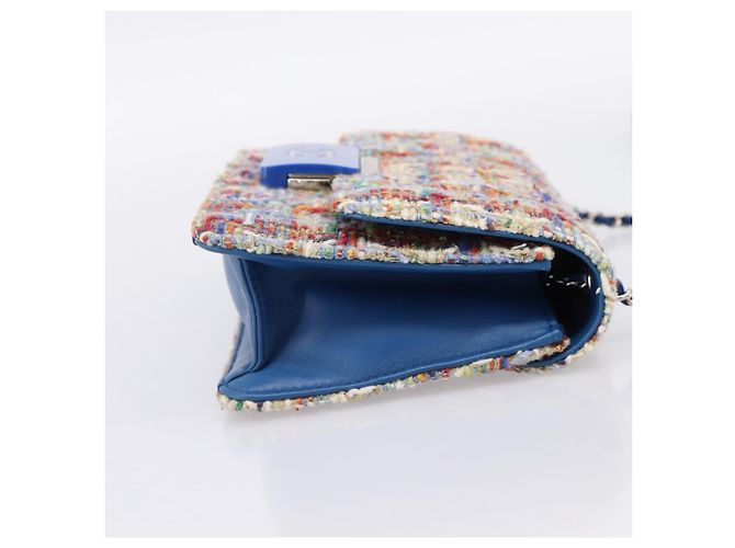 Borsa a tracolla con catena CHANEL Tweed Multicolor Silver CC Auth 196363SM Argento Multicolore - vista 4