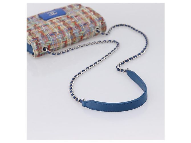 Borsa a tracolla con catena CHANEL Tweed Multicolor Silver CC Auth 196363SM Argento Multicolore - vista 7