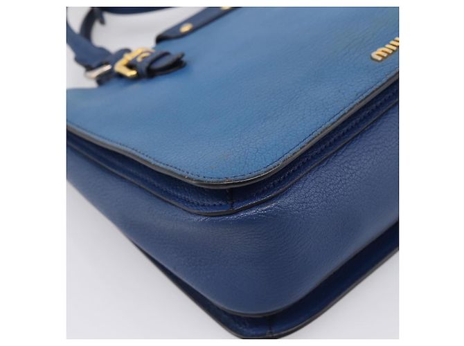 Borsa a mano Miu Miu in pelle 2way blu tono oro Auth 198631A - vista 10