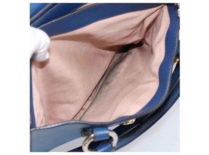 Borsa a mano Miu Miu in pelle 2way blu tono oro Auth 198631A - vista 11