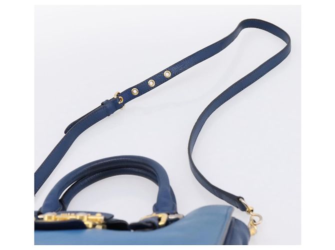 Borsa a mano Miu Miu in pelle 2way blu tono oro Auth 198631A - vista 14