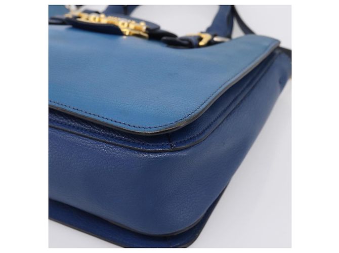 Borsa a mano Miu Miu in pelle 2way blu tono oro Auth 198631A - vista 15