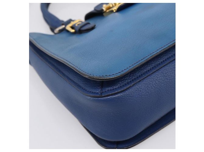 Borsa a mano Miu Miu in pelle 2way blu tono oro Auth 198631A - vista 16
