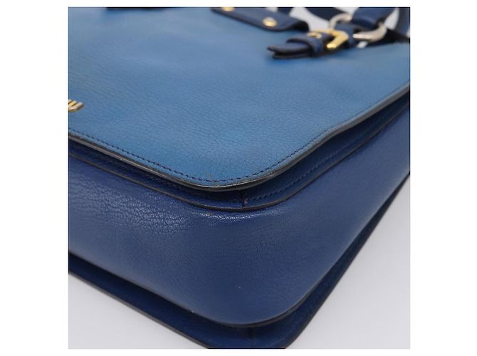 Borsa a mano Miu Miu in pelle 2way blu tono oro Auth 198631A - vista 17