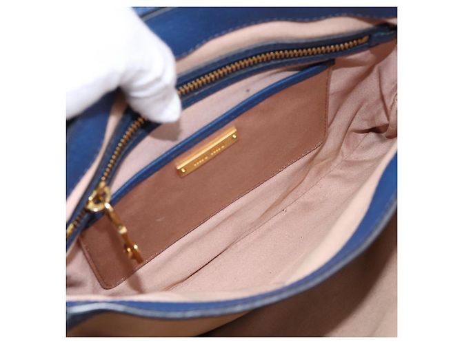 Borsa a mano Miu Miu in pelle 2way blu tono oro Auth 198631A - vista 21