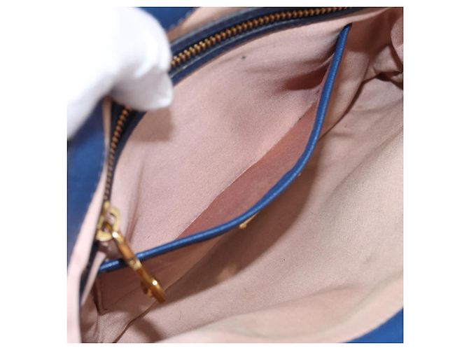 Borsa a mano Miu Miu in pelle 2way blu tono oro Auth 198631A - vista 23