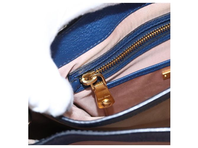 Borsa a mano Miu Miu in pelle 2way blu tono oro Auth 198631A - vista 24