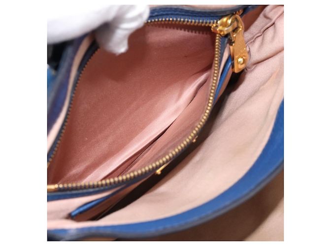 Borsa a mano Miu Miu in pelle 2way blu tono oro Auth 198631A - vista 25