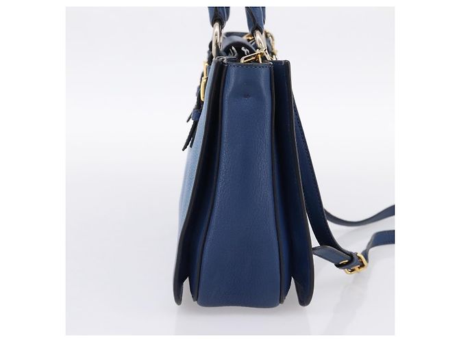 Borsa a mano Miu Miu in pelle 2way blu tono oro Auth 198631A - vista 3