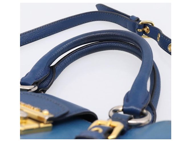Borsa a mano Miu Miu in pelle 2way blu tono oro Auth 198631A - vista 8