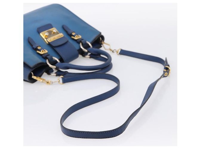 Borsa a mano Miu Miu in pelle 2way blu tono oro Auth 198631A - vista 9