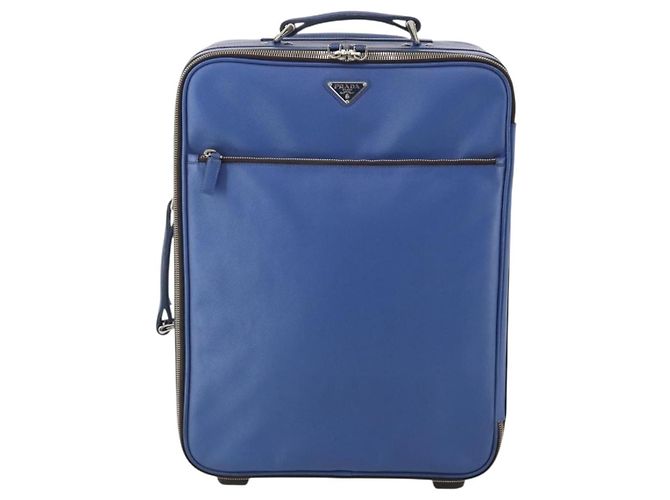 Valigia PRADA Saffiano Blue Silver Auth 195345A Argento - vista 13