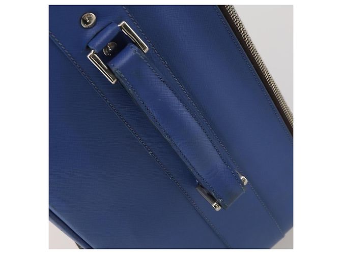 Valigia PRADA Saffiano Blue Silver Auth 195345A Argento - vista 14