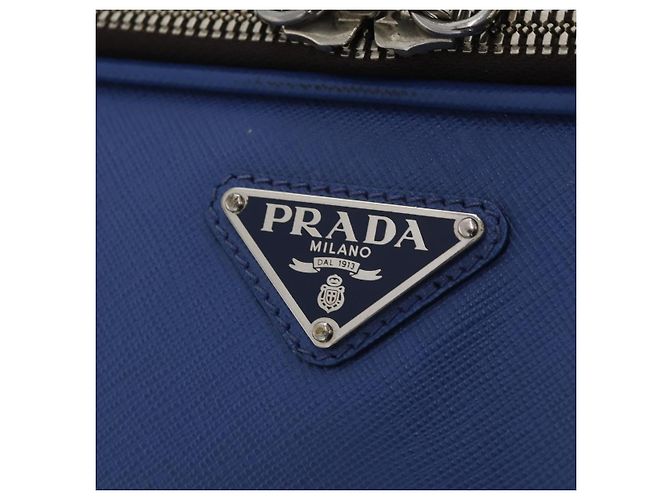 Valigia PRADA Saffiano Blue Silver Auth 195345A Argento - vista 22