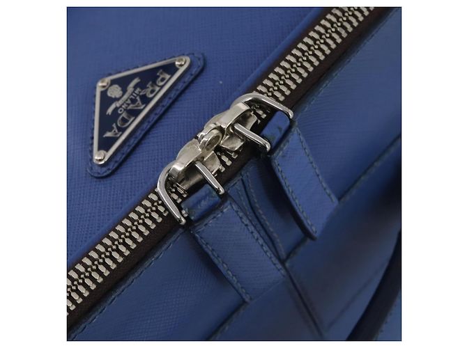 Valigia PRADA Saffiano Blue Silver Auth 195345A Argento - vista 23