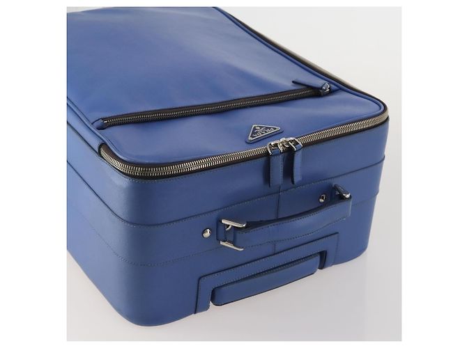 Valigia PRADA Saffiano Blue Silver Auth 195345A Argento - vista 7