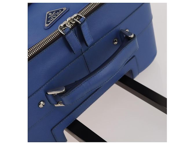 Valigia PRADA Saffiano Blue Silver Auth 195345A Argento - vista 9
