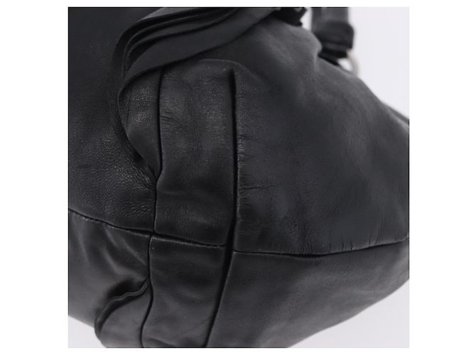 Borsa PRADA in pelle nera argento Auth 198268V Nero - vista 16