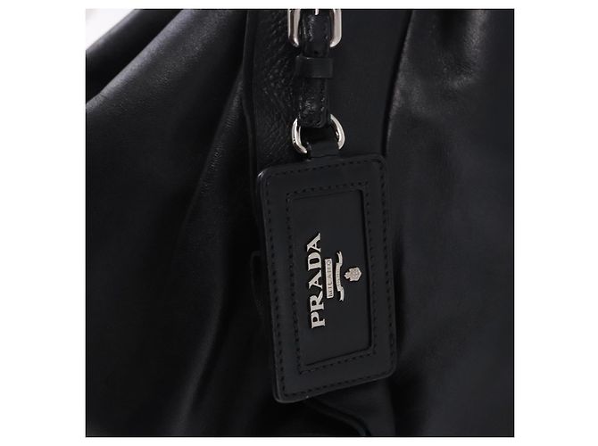 Borsa PRADA in pelle nera argento Auth 198268V Nero - vista 18