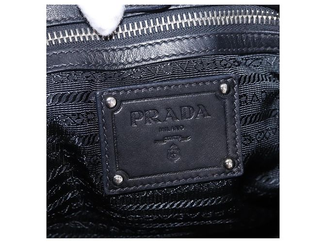 Borsa PRADA in pelle nera argento Auth 198268V Nero - vista 19