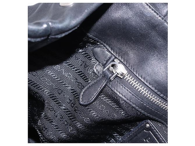 Borsa PRADA in pelle nera argento Auth 198268V Nero - vista 22