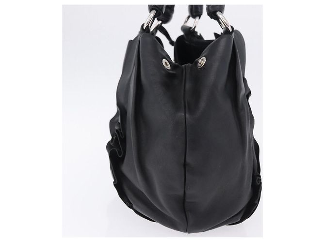 Borsa PRADA in pelle nera argento Auth 198268V Nero - vista 4