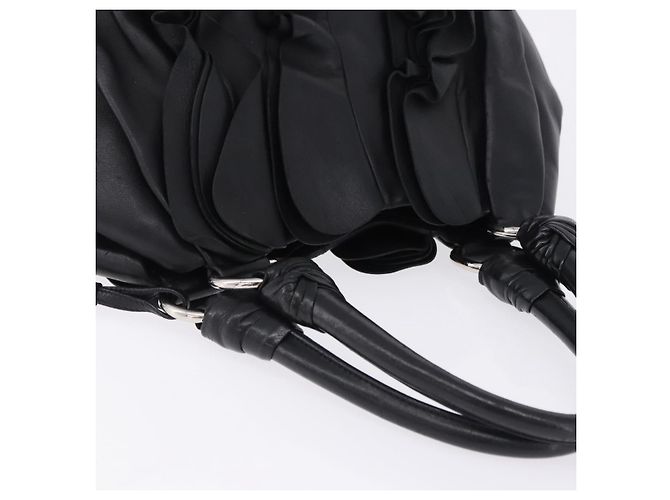 Borsa PRADA in pelle nera argento Auth 198268V Nero - vista 6