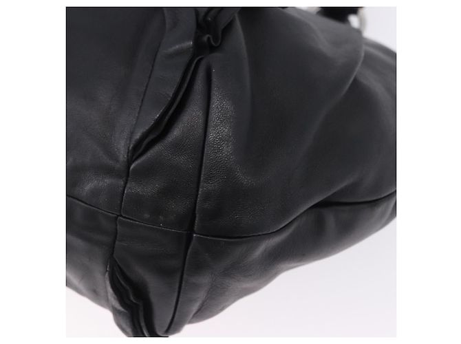 Borsa PRADA in pelle nera argento Auth 198268V Nero - vista 8