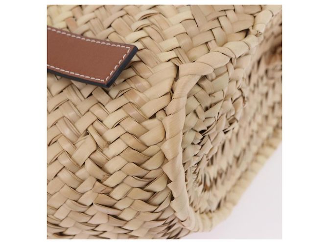Borsa a mano LOEWE Basket Bag in Raphia Beige Silver Auth BA15075A Argento - vista 15