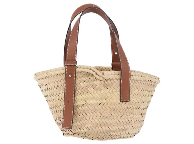 Borsa a mano LOEWE Basket Bag in Raphia Beige Silver Auth BA15075A Argento - vista 2