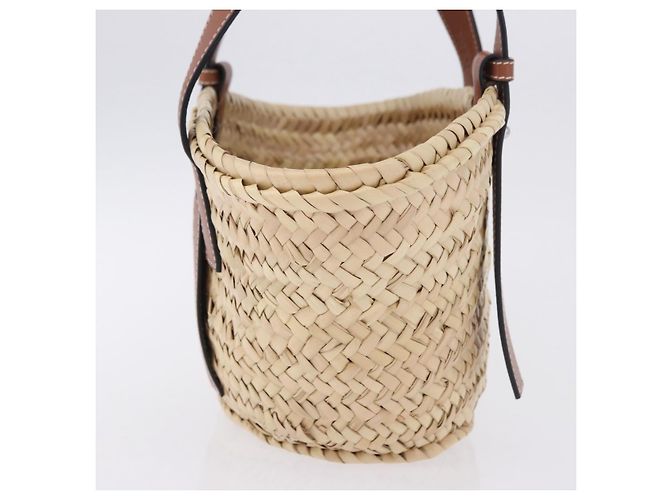 Borsa a mano LOEWE Basket Bag in Raphia Beige Silver Auth BA15075A Argento - vista 3