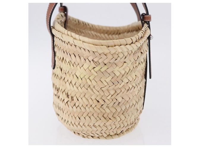 Borsa a mano LOEWE Basket Bag in Raphia Beige Silver Auth BA15075A Argento - vista 4