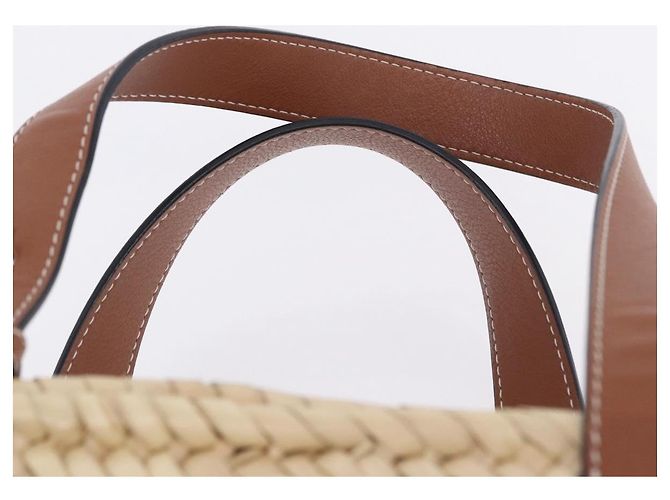 Borsa a mano LOEWE Basket Bag in Raphia Beige Silver Auth BA15075A Argento - vista 8