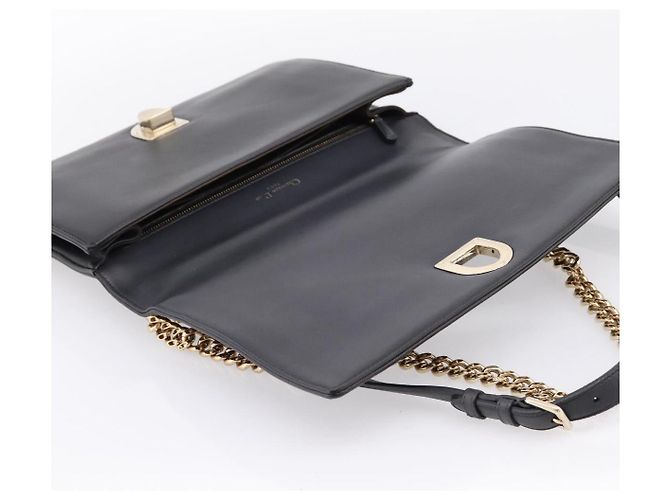 Borsa a tracolla con catena Christian Dior Diorama in pelle nera e oro Auth 198661A Nero - vista 10