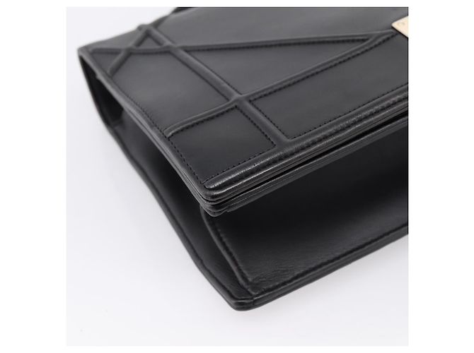 Borsa a tracolla con catena Christian Dior Diorama in pelle nera e oro Auth 198661A Nero - vista 14