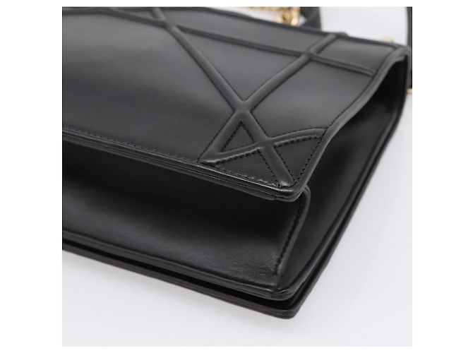 Borsa a tracolla con catena Christian Dior Diorama in pelle nera e oro Auth 198661A Nero - vista 15