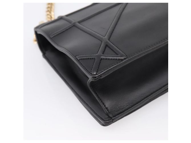 Borsa a tracolla con catena Christian Dior Diorama in pelle nera e oro Auth 198661A Nero - vista 16