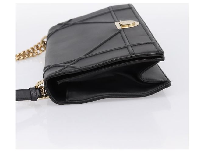 Borsa a tracolla con catena Christian Dior Diorama in pelle nera e oro Auth 198661A Nero - vista 3