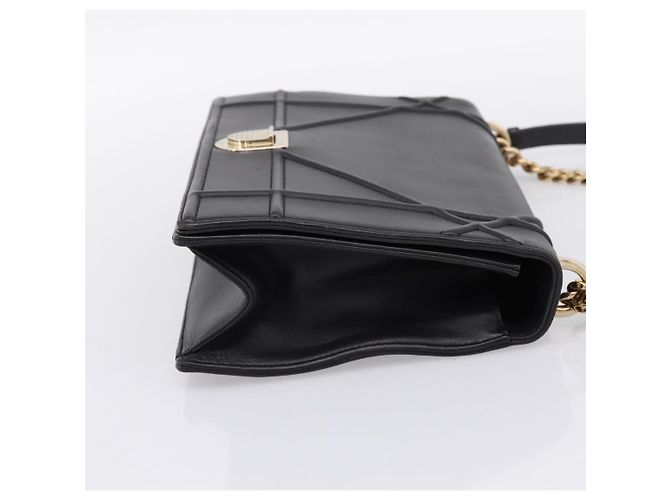 Borsa a tracolla con catena Christian Dior Diorama in pelle nera e oro Auth 198661A Nero - vista 4