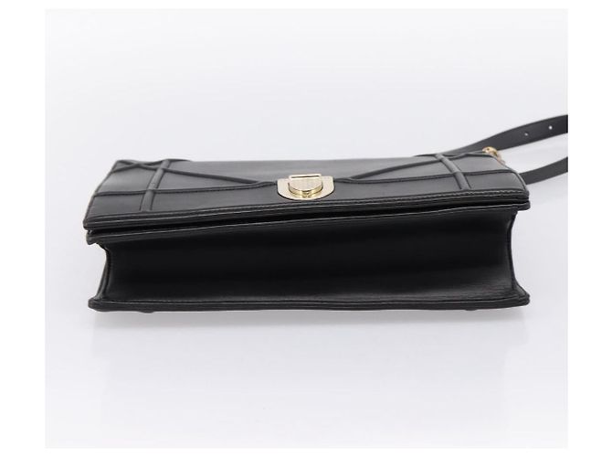 Borsa a tracolla con catena Christian Dior Diorama in pelle nera e oro Auth 198661A Nero - vista 5