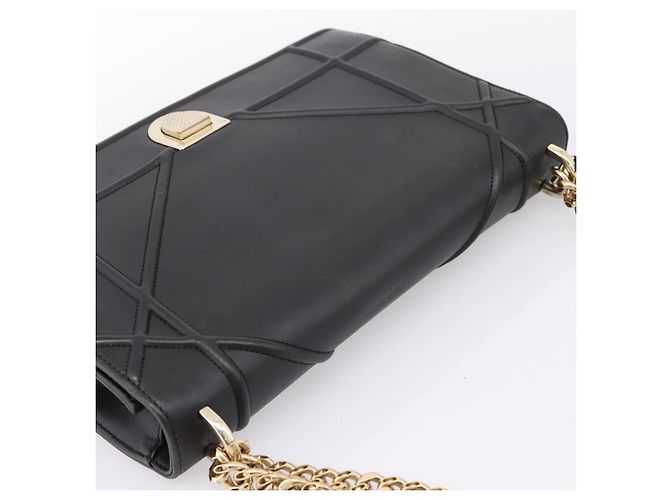 Borsa a tracolla con catena Christian Dior Diorama in pelle nera e oro Auth 198661A Nero - vista 6